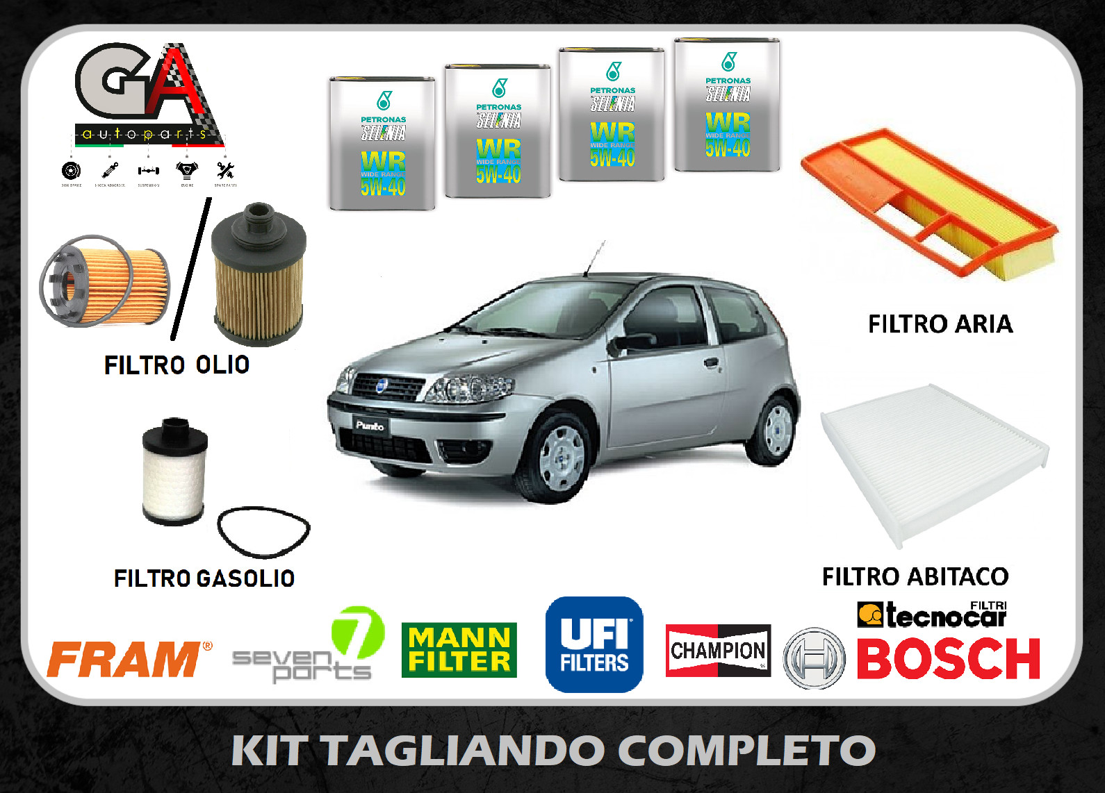 Kit Tagliando Fiat Punto 1.3 Multijet + 4 L Selenia WR 5W40...