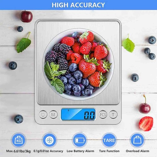 LCD Digital Kitchen Scale 3000g / 0.1g Electronic Weight Food Balance - Picture 3 of 8