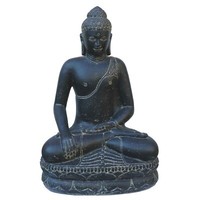 Buddha Figur ErdberüHrung 100Cm Steinfigur Steinguss Garten Schwarz Frostfest
