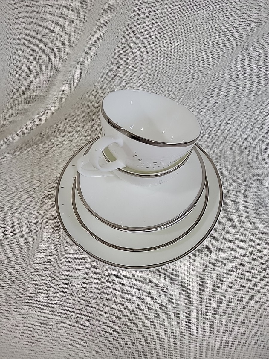 Olivia Oliver Harper Splatter Platinum Cup,Saucer,