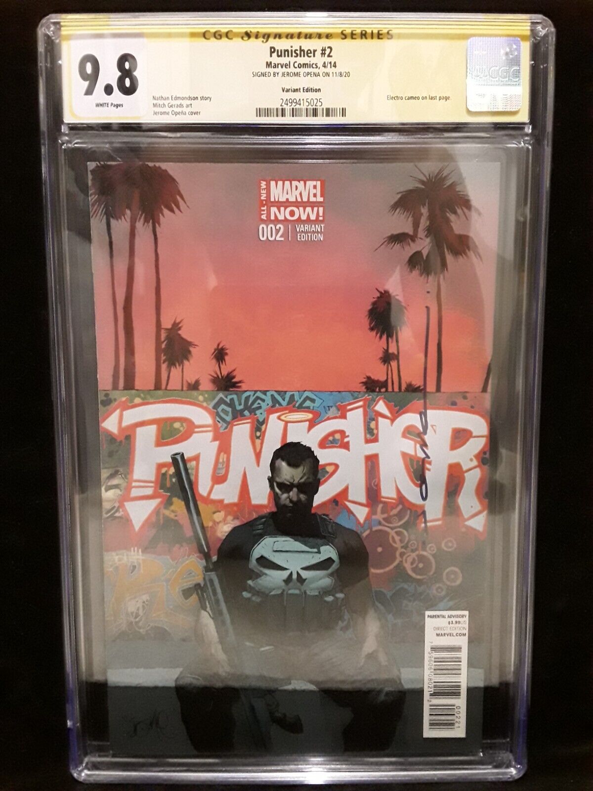 CGC 9.8 Punisher # 2 1:50 Opena Variant SS Signed Jerome Opena NM/MT GRAIL