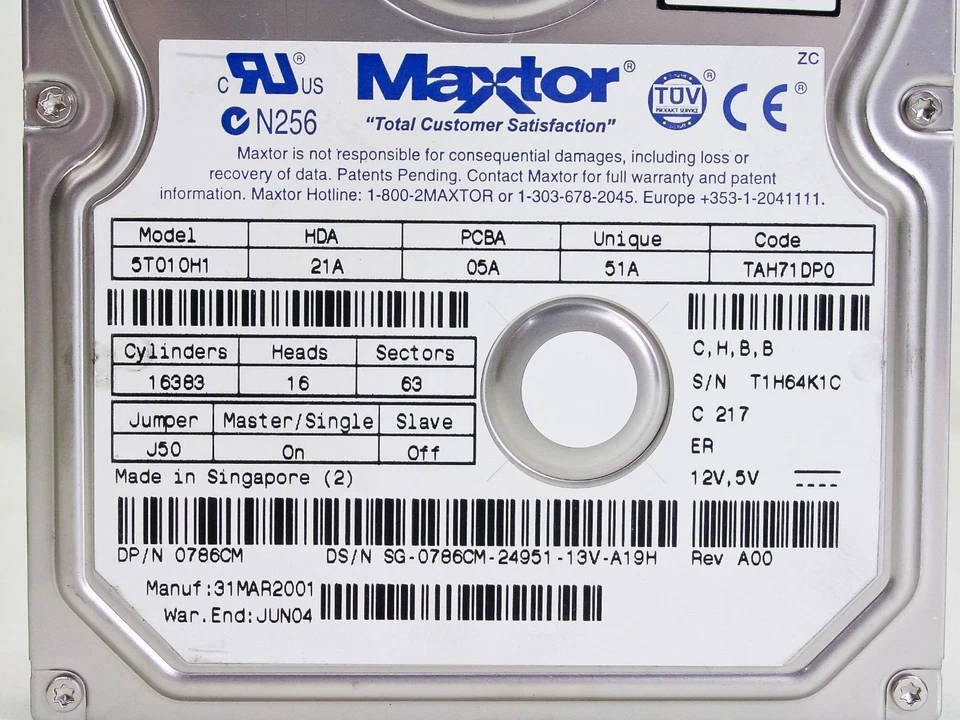 Dell 786CM 9.5GB 3.5" IDE Internal Hard Drive - Maxtor 5T010H1 - Image 3 of 4