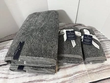 6 PC Towel Set Brooks Brothers Premium Turkish Bath/ Hand/ Tip Dark Gray