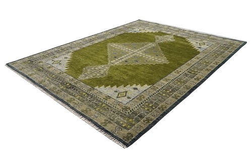 Oushak Hand Knotted Olive Green 4x6, 5x8, 6x9, 8x10, 9x12, 10x14, 12x15 Area Rug - Picture 4 of 8