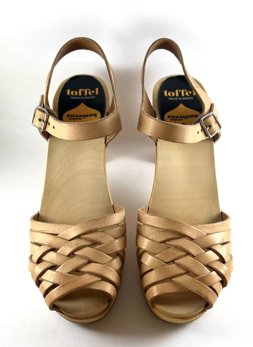 Swedish Hasbeens Braided Sky High Natural size 39 US 8.5 9