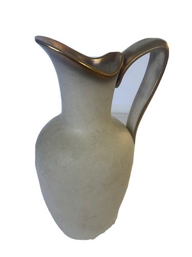 Wien KERAMOS Austria Gray Pitcher Vase w/Gold-Tone Trim Art Deco Pottery - Picture 2 of 7