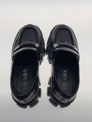 PRADA Monolith Brushed Leather Loafers - Black Leather PRADA Monolith Brushed Leather Loafers - Black Leather