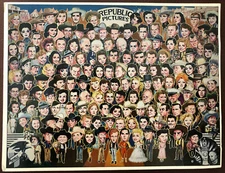 Oversize Multi-View 1981 Postcard; Republic Pictures 158 Actors from 1930-50s 