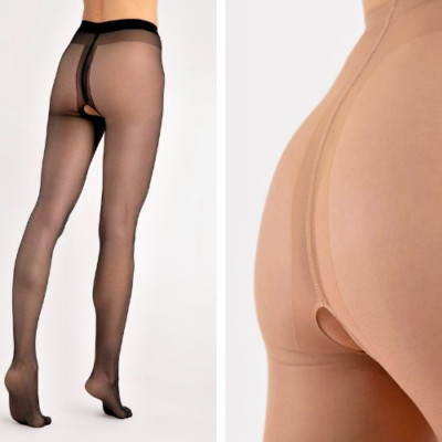 Fiore Ouvvert 20 DEN Strumpfhose Schwarz Beige S-XXL Damen Nylon Schritt offen