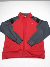 Nike Men's Athletic Full-Zip Track Jacket Red  Gray Size Large - Lightweight Sp