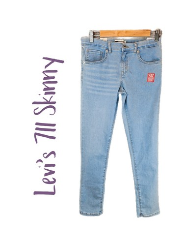 Levi's Jeans Girls Sz 16-R 711 Skinny Stretch Adjustable Waist Band Light Wash