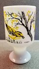 Vintage Vireo Bird Milk Glass Footed Irish Coffee Mug Cup Collectible