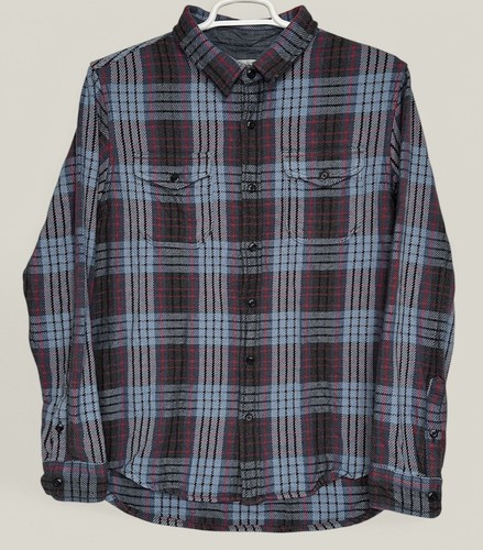 Outerknown Blanket Shirt Men's XL Flannel Long Sleeve Blue Plaid Organic Cotton