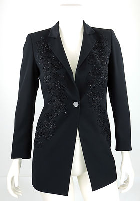 Frank Usher Blazer 38 (D) 12 (UK) Long Jacke schwarz Glanz  Gehrock Cocktail