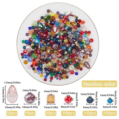 600Pcs Faceted AB Bead Assorted Glass Beads Bulk Mixed Shapes Colorful Transp... - Picture 2 of 6