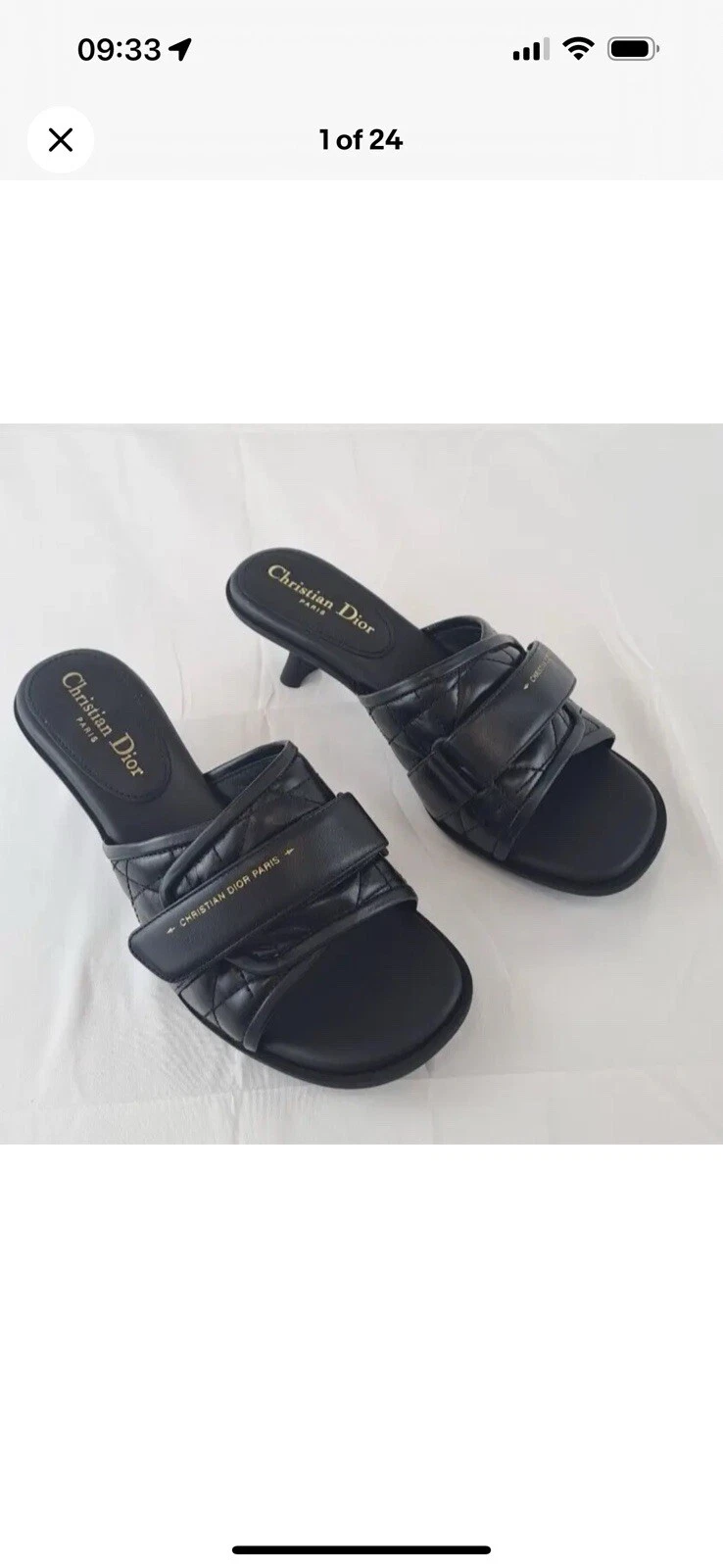 CHRISTIAN DIOR, glissière à talons en cuir noir Evolution taille 38/5