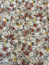 Vintage Cranston VIP Fabric Floral Mushroom Print 1 Yard 1970s Cottagecore