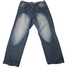 Akademiks Mens Jeans Size 40 Y2K Skater Baggy Fit Blue Wash Denim Streetwear D5