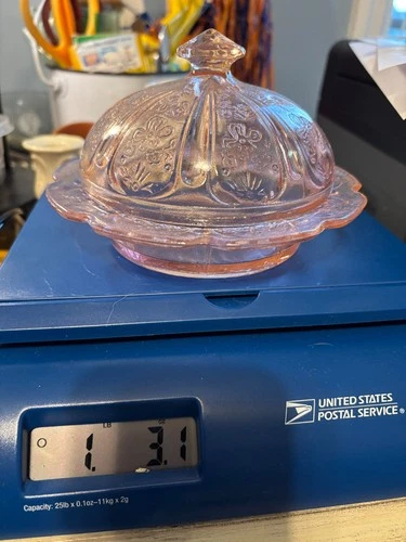 Vintage Jeannette Cherry Blossom Pink Depression Glass Butter Dish with Lid