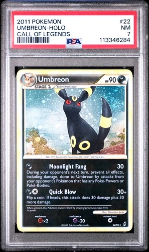 2011 POKEMON CALL OF LEGENDS UMBREON #22 HOLO PSA 7 NM #113346284 (SWIRL)