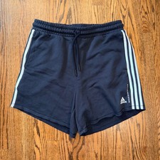 Adidas Essentials 3-Stripes French Terry Shorts Large Black FL4221 New With Tag