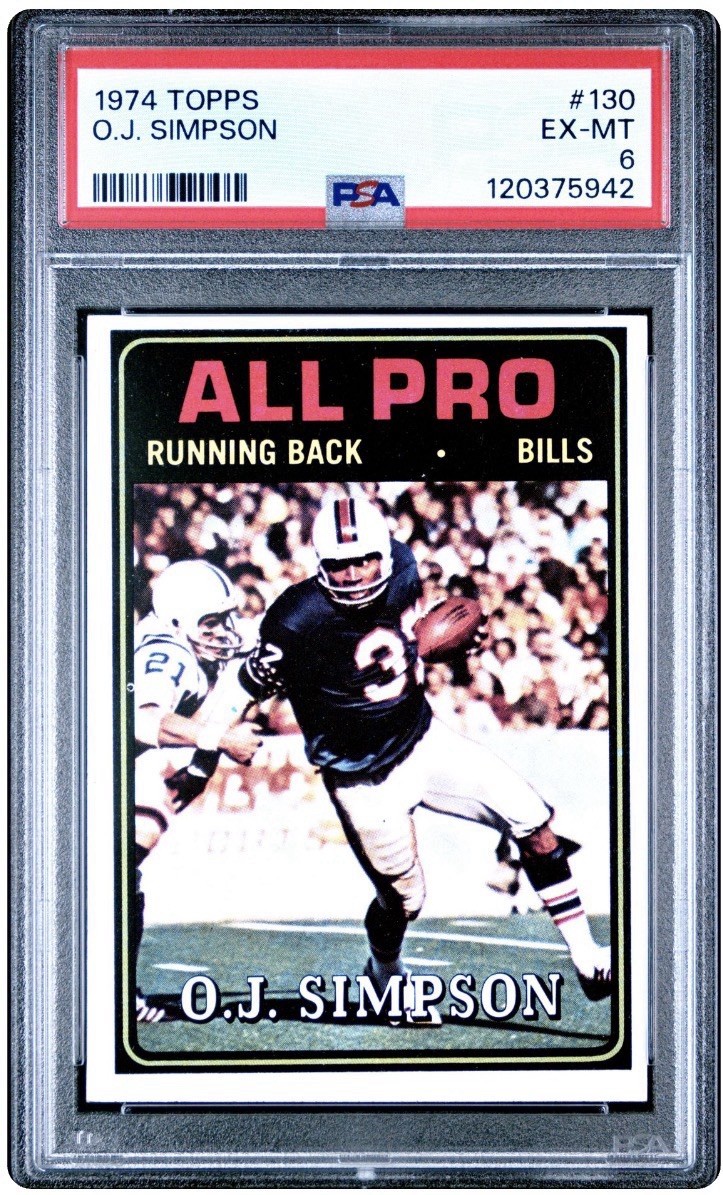 Topps 1974 #130 O.J. Simpson All Pro Buffalo Bills NFL PSA 6 Football Card