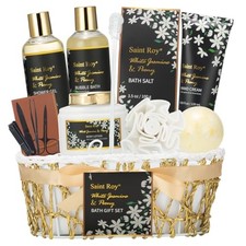 Spa Gift Basket Set for Woman, Bath and Body Gift Jasmine  Peony scents 12pcs