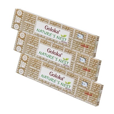 3x Goloka Natures Nest Räucherstäbchen 45g   Natürliches indisches Räucherwerk