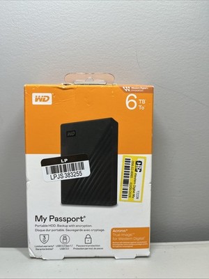 WD 6TB My Passport Portable External Hard Drive HDD-WDBR9S0060BBK-WESN