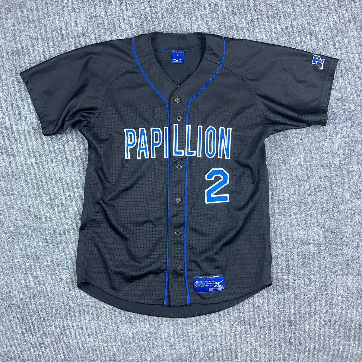 Mizuno Baseball Jersey Mens Size M Black PAPILLION 2 Mesh Button
