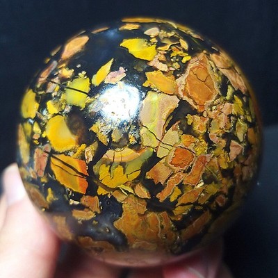 Rare 314G 63mm Natural Colorful Agate Quartz Stone Ball Reiki Healing A350