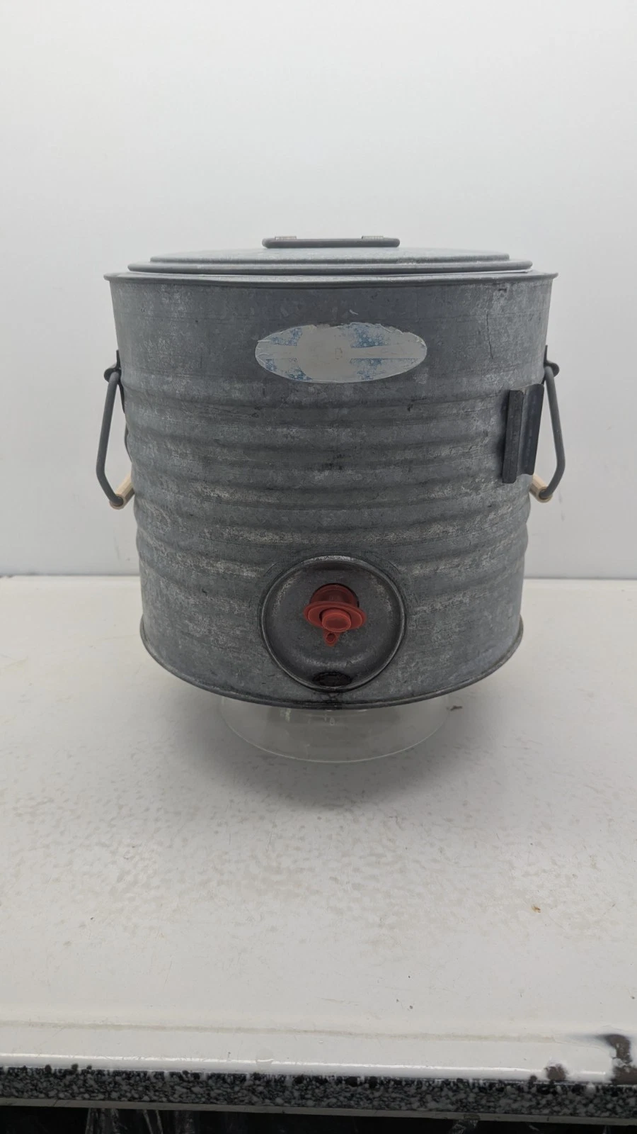 Vtg Camper's Cooler Galvanized Metal Water Beverage Dispenser Jug 2 Gal ?