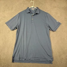 Peter Millar Summer Comfort Men's Large Blue Stripe Polo Shirt Golf Casual L