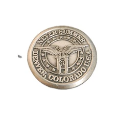 Never Summer Industries Metal Coin Sticker Denver Colorado Snowboard Memorbila
