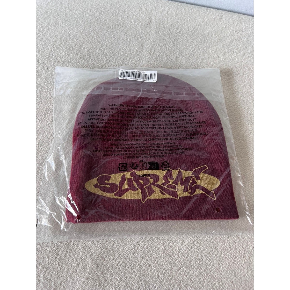Supreme New World Order Skullcap Beanie - Cardinal Red - NEW | eBay