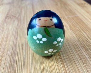 Usaburo Japanese Kokeshi Doll Wood Hand Painted 1.5" Green