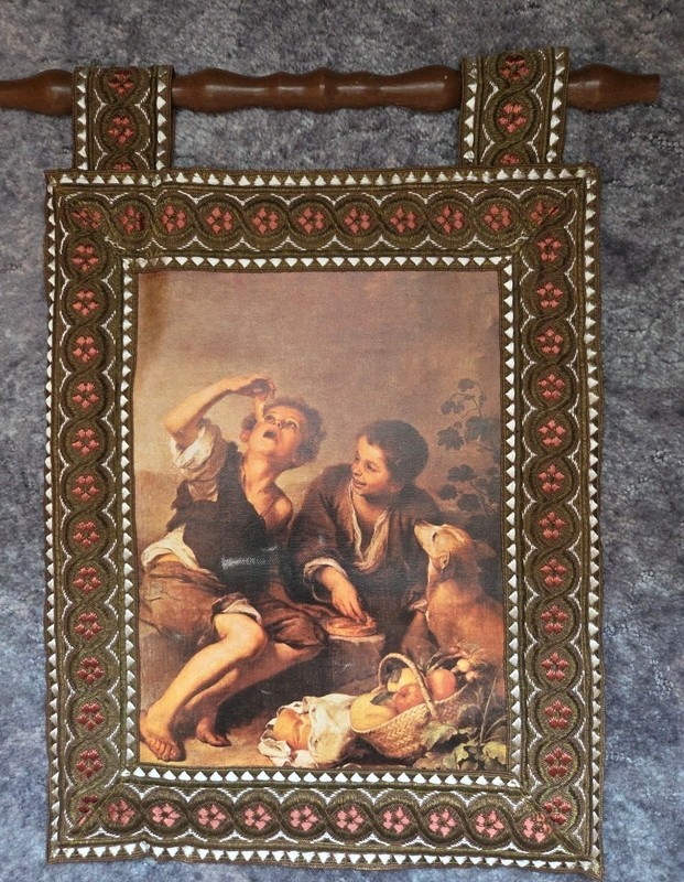 Antique Tapestry Wall Hanging By B.E. Murillo 1618-1682 Der Pastetenesser