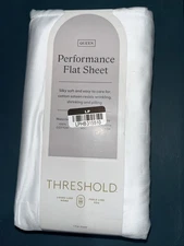Threshold Performance Flat Sheet Queen White Cotton Sateen,