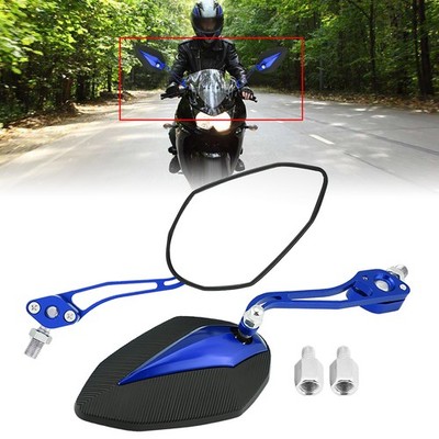 A Pair Universal Motorcycle Rearview Mirror Clear Vision Adjustable Angle Eye-ca