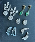 Vintage Colorful Clip On Earrings Costume Jewelry Lot Bogoff Weiss Rhinestone