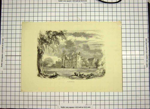 Original Old Antique Print C1790-C1900 View Penshurst Mansion House 18th