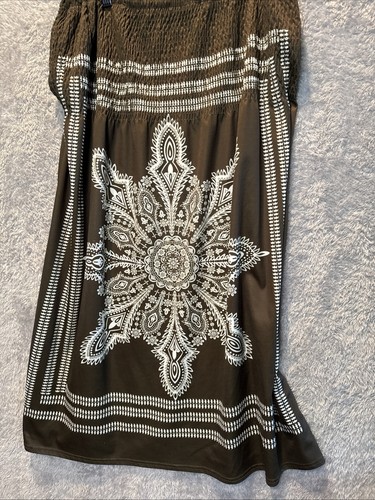 Women’s Size XL Brown Bandeau Coverup Midi Dress Boho Beachwear - Picture 9 of 10