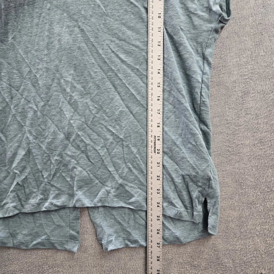 Nicole Miller 女式衬衫 XL 蓝色亚麻纽扣圆领正面 — 第 4/4 张图片