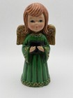 Ardco Vintage Christmas Singing Angel w/Green Dress Holding Hymn Book - Wings 9” — photo 1