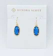 New Kendra Scott Lee Gold Drop Earrings In Ocean Blue Opal