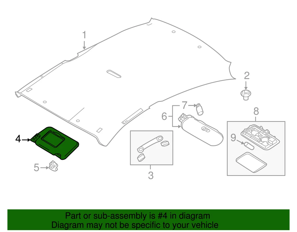 Genuine Nissan 2013-2015 Nissan - Sun-Visor 96401-3WC0A Foto 2 de 2