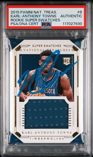 Karl-Anthony Towns [Rookie Patch Autograph] #101 2015 Panini National Treasures card