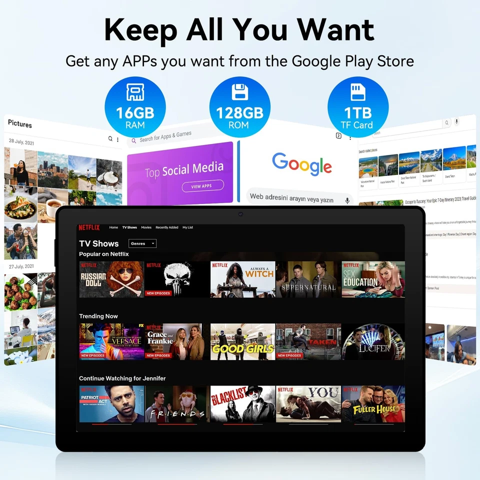 Tablet, Android Tablet 10.95",16GB RAM 128GB ROM 1TB Expansion, Octa-Core, An... - Image 3 of 4