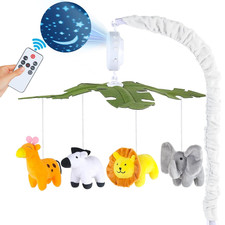 Baby Crib Mobile with Music and Lights, Mobile for Crib with Remote Control, Rot