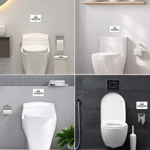 Flush Toilet Paper Only Sign 2 Pack 4" x 6" Acrylic Premium Finish Please Do Not - Picture 7 of 7